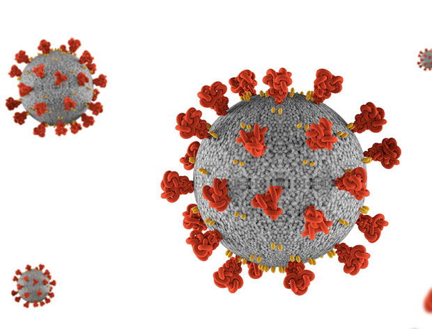 COVID-19-microscopic-virus on white background